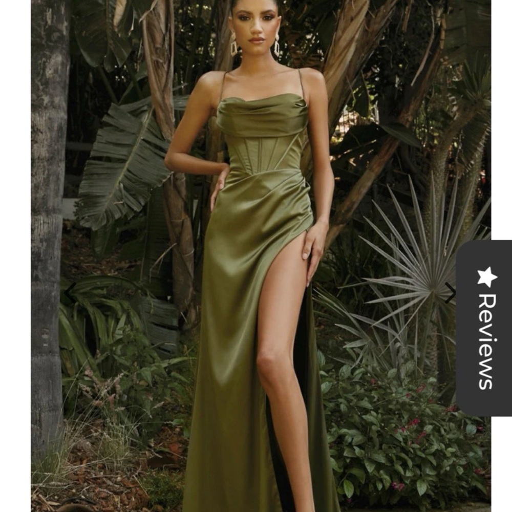 Elegant Olive Green Evening Gown - AZAZIE